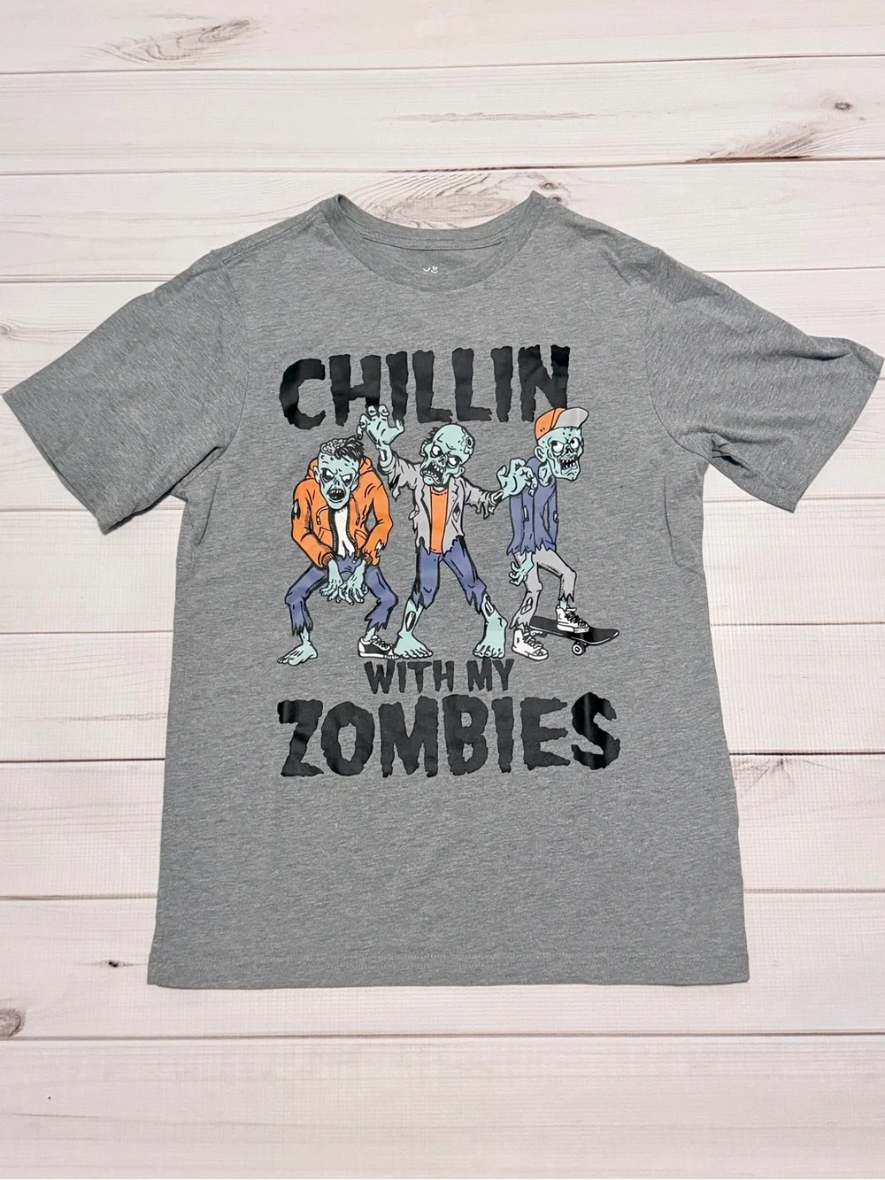 Chillin' With My Zombies Graphic Tee - Gray